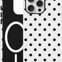 Jusy Compatible with MagSafe Polka Dot Case for iPhone 15, Cute Aesthetic Polka Dots Magnetic Phone Case, Soft TPU and Hard PC Protective Phone Cover for Women Girls (Matte) - White