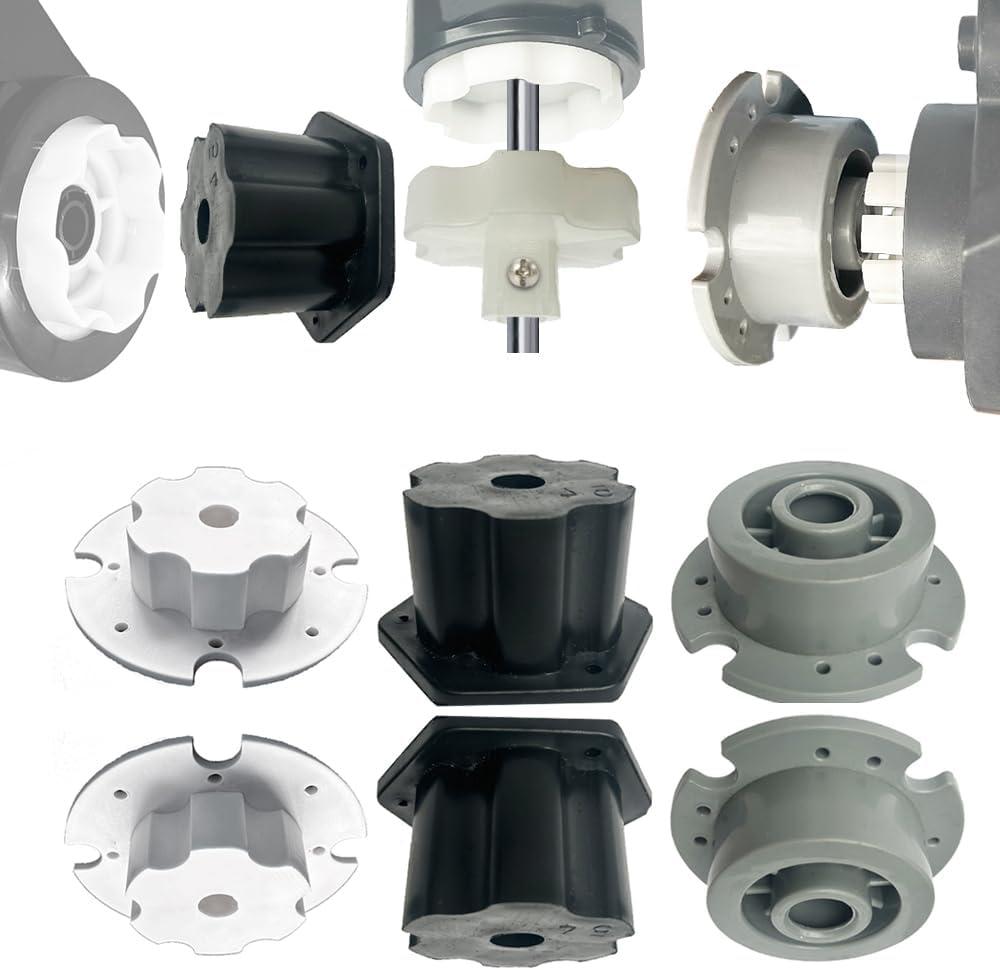 6PCS Rubber Tire Coupler Connector Upgrade Replacement for Power Wheels Ride on Car,1PCS Steering Motor Gearbox Adapter Upgrade for Power Wheels Parts,Hitch,Grip