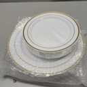 FOCUSLINE Gold Plastic Plates Set of 60, Disposable Plates with Gold Rim 30 Dinner Plates 10" and 30 Salad Dessert Appetizer Plate 7", Elegant Fancy Heavy Duty Wedding Party Plates