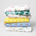 Society6 Bright Posies & Stripe Percale Cotton Sheet Set, Queen