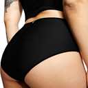 LEAKPROOF2.0 Seamless Mid Waist Brief Period Underwear for Women | Period Panties Holds 6 Tampons | Incontinence Leak Proof Underwear (S/M, Black)  