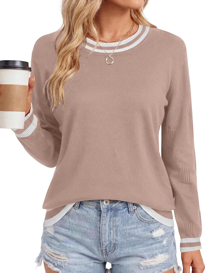 LYANER Women's Crew Neck Long Sleeve Lightweight Knit Pullover Elegant Sweater Shirt (S)