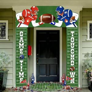 Gilprop 3 Pcs Football Party Decorations Porch Sign Banner Football Welcome Door Cover Banner for Birthday Decoration Party Favors Sports Game Theme Hanging Decor Indoor Outdoor
