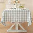 Laolitou Blue Checkered Tablecloth Rectangle Tables Buffalo Plaid Gingham Table Cloth Cotton Linen Rustic Tablecloths Washable Wrinkle Free for Party Picnic Kitchen, 60"x120" 10-12 Seats