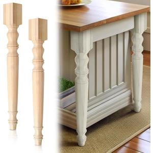 DoubleFill 2 Pcs Unfinished Kitchen Island Legs Farmhouse Solid Wood Table Legs Rubberwood Replacement Raised Panel Cabinet Column (35.4" H X 3.7" W X 3.7" D, Classic Style)