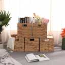 11x11in Wicker Storage Baskets Set of 5 Collapsible Water Hyacinth Basket for Organizing,Handwoven Woven Bins for Bedroom,Living Room,Shelves - Natural