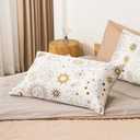 EXQ Home Silky Satin Pillowcase for Hair and Skin,Printed Pillow Cases Standard Size Set of 2 Pink Satin Pillow Case 2 Pack with Envelope Closure White Moon20"x26"