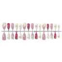 2 x Medium Press on Nails Almond Fake Nails Pink Acrylic Nail Press ons SEENEEY GoldMoon and Stars Designs Cat eye Stick on Nail for Women 30pcs