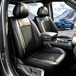 for Ford F150 Seat Covers 2009-2024 2025 2026 | F250 F350 F450 2017-2025 2026 Seat Covers Super Duty, Leather Waterproof, Custom Fit for Ford(Full Set,Black)