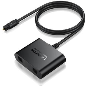 LiNKFOR 1X2 Toslink Optical Digital Audio Splitter Digital Toslink Fiber Optical Splitter 1 Male Input 2 Female Output for Home Theatre, Xbox, PS5/PS4,Wireless Headphones and Soundbars