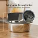 Booche Round High-Sided Stainless Steel Cat Litter Box,Stainless Steel Litter Box with Lid,Extra Large Box,Easy-to-Clean Metal Litter Pan for Cats