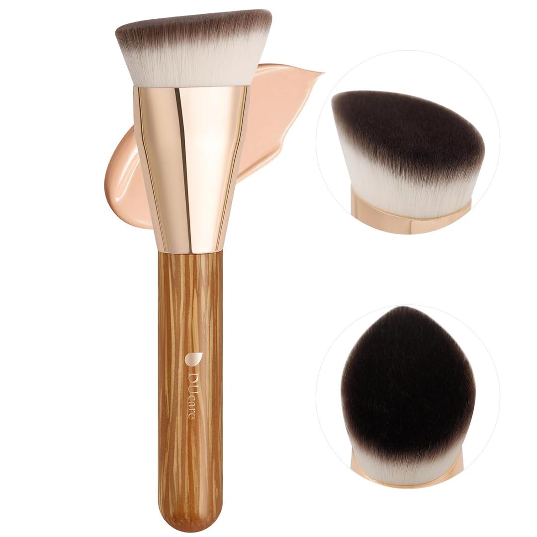 DUcare Angled Foundation Brush for Flawless Makeup Application Professional Liquid, Cream Powder Foundation Brush with Dense Bristles - Contoured for Precise Blending and Buffing