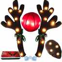 Christmas Car Reindeer Antlers & Nose Tail Kit with Jingle Bells, 2025 Cute Rudolph Car Costume for SUV, Van, Truck  Warm Lights Auto Holiday Decor