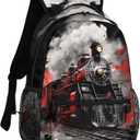 Kids Backpack for Girls - 16" Locomotive Train School Backpack Lightweight Waterproof Elementary Schoolbag Kindergarten Book Bag Travel Daypack for Students