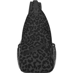 Leopard Print Crossbody Sling Bags Abstract Spotted Fur Cheetah Print Sling Backpack for Women Men Casual Shoulder Bag Cute Black Panther Animal Skin Texture Travel Sports Hiking Daypack
