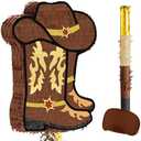 WERNNSAI Western Cowgirl Boot Piñata - Cowboy Hat Pinata Game Western World Theme Party Decorations for Adults Kids Birthday Farm Horse Rodeo Party Supplies with Bat Blindfold
