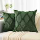 decorUhome Christmas Decorative Throw Pillow Covers 18X18 Set of 2, Soft Plush Faux Fur Wool Pillow Covers for Couch Bed Sofa Living Room, Forest Elf