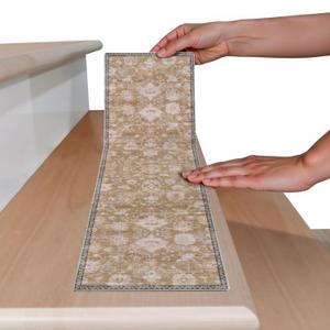 Stair Treads Non Slip 8"x30", 15PCS Residue-Free Anti Slip Tape Cuttable Stair Runner for Wooden Steps, Waterproof Grip Tape for Stairs, Indoor Staircase Friction Tape for Kids Elders Dogs (Tan)