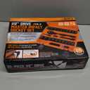 HORUSDY 1/2" Drive Shallow Impact Socket Set, 24-Piece SAE (7/16"-1") and Metric (13-24mm), 6 Point, Cr-V, Includes 1/2-Inch Drive Ratchet Handle, Drive Extension Bar