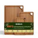 Amazon.com: BNBUN Bamboo Cutting Board for Kitchen, Wooden Cutting Board 3-Piece Set with Non-Slip Mat Deep Juice Groove and Built-In Handles, Wood Cutting Board for Meat Vegetables Fruit Ideal Gift for the Home: Home & Kitchen