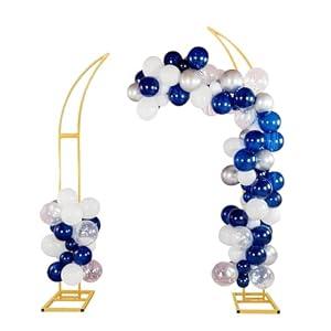 Large Metal Balloon Arch Backdrop Stand, Set of 2 Moon Curved Wedding Arch Frame Flower Arch for Ceremony Birthday Anniversary Bridal Baby Shower Floral Decorations(6.2ft,6.9ft)