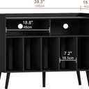 ChooChoo Record Player Stand, Turntable Stand with Vinyl Storage, Record Player Cabinet Up to 350 Albums, Cube Storage Organizer for Living Room, Black, 39.4" W X 15.7" D X 29.5" H