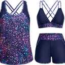 Daci Women 3 Piece Tankini Swimsuits - Tummy Control Tank Top with Bra Modest Bathing Suit with Pockets Boyshorts Bottom 2026