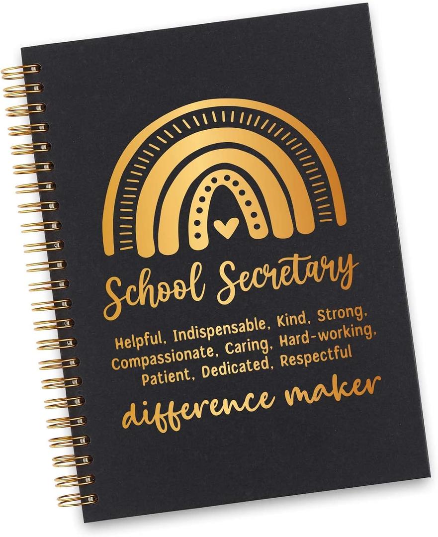 3 x School Secretary Spiral Notebook, School Secretary Gifts for Women, Inspirational School Secretary Difference Maker Appreciation Thank You Gifts Spiral Notebooks WA25