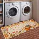 Baccessor Pumpkin Fall Kitchen Mats Set of 2, Pumpkin Floral Leaves Kitchen Rugs for Floor Low-Profile Farmhouse Fall Thanksgiving Home Decor 17x29 and 17x47 Inch
