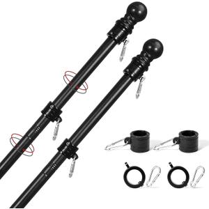 Flag Pole,6FT Flag Pole Kit(2 Packs) for 3' x 5'American Flag, Flag Pole Holder for Outside House,Truck & Boat Use (Without Bracket) (Black)