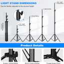2pack Heavy Duty Light Stand 9.2ft / 110" Aluminum Spring Cushioned Tripod Lighting Stands Max Loading:10KG Adjustable 94cm-280cm with Carry Bag for Photography Softboxes Umbrella Studio Shooting