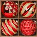 Alupssuc 6''/150mm Large Christmas Ball Ornaments, 4Pcs Christmas Tree Decor, Shatterproof Hanging Decorations with Hooks, Red & Gold Baubles for Xmas Tree, Wedding, Holiday and Party Decor