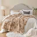 Krifey Oversized Faux Fur Blanket, Super Soft Cozy Blanket, Luxury Fluffy Throw Blanket Fuzzy Bed Throw, Plush for Women, Marbled Beige 60" x 80"