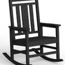 Ciokea Oversized Outdoor Rocking Chair, 380lbs Heavy-Duty Large Patio Rocker, Weather Resistant & Anti-Fade Porch Chair, High Back Cozy Rocking Chair for Outside, Fire Pit, Deck, Garden, Black