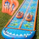 40×5.9FT Heavy Duty Slip and Slide with Sprinkler and 2 Boards, Water Slide for Adults with 3-Way Water Sprinkler, Giant Slip n Slide for Outdoor Backyard Lawn Kids Teens and Adults (Blue&Orange)