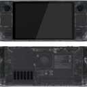 eXtremeRate Replacement Full Set Housing Shell with Buttons for Steam Deck OLED Handheld Console, Custom DIY Clear Slate Black Faceplate Back Plate Trackpad Case for Steam Deck OLED Console