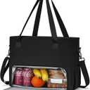 Lunch Tote Bag for Women, Teacher Tote Bag 15.6 inch Laptop Bags with Insulated Lunch Compartment, Casual Canvas Work Bag Nurse Bags Computer Messenger Bag, Laptop Briefcase for Office, Travel, Black