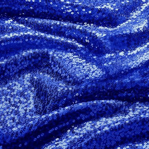 YPDY 1 Yard Royal Blue Sequin Fabric,48 Inch Width by The Yard,Sparkly Glitter Material for Xmas Decor Tablecloths Wedding Decor and DIY Sewing Projects, Pack 4