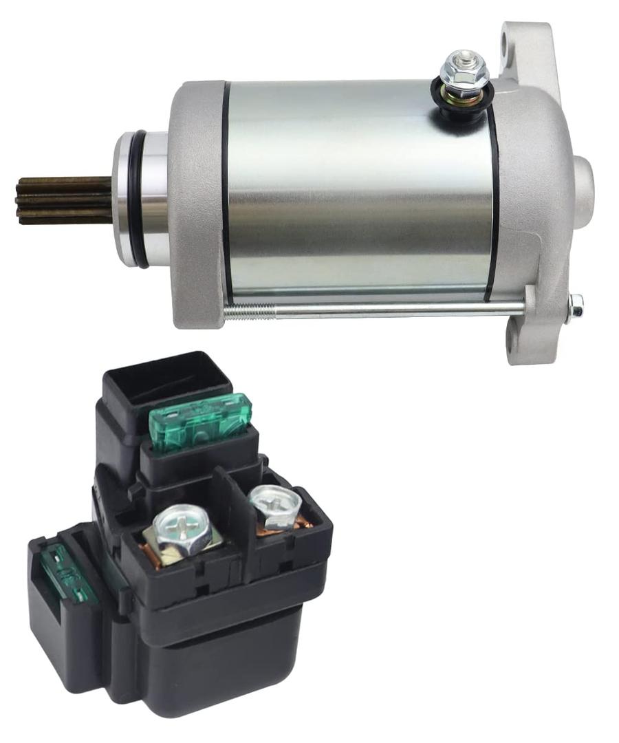 Starter Motor & Relay for Suzuki Vinson 500 4x4 LT-A500F 2002-2007 / Vinson 500 4x4 LT-F500F 2003-2007, 31100-44D21 18796 19088 41054062, Vinson 500 Starter, Starter for Suzuki Vinson 500