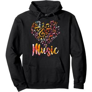 Musician Gift Musical Instrument Music Notes Treble Clef Pullover Hoodie, L