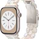 V-MORO Resin Band Compatible with Apple Watch 46mm/45mm/44mm/42mm Women Fashion Dressy Strap Bracelet lightweight Cute Wristband for iWatch Bands Series 11 10 9 8 7 6 5 4 3 2 1 SE2/3-Aurora