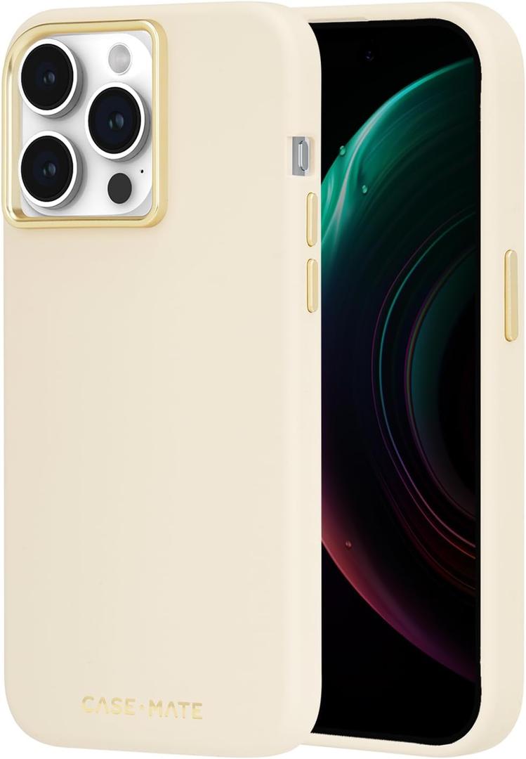 Case-Mate iPhone 15 Pro Case - Silicone Beige [12ft Drop Protection] [Compatible with MagSafe] Magnetic Cover with Soft Silicone Material for iPhone 15 Pro 6.1", Anti-Scratch, Shockproof, Slim