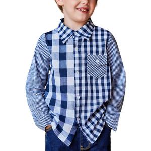 Arshiner Boy's Plaid Button Down Shirt Long Sleeve Roll Up Casual Shirts with Pocket 6-7 Years
