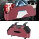 zipelo Car Headrest Backseat Organizer with Cup Holder, Multi-Functional Vehicle Seat Back Hanging Storage Box with Hooks, Auto Drink Snack Phone Tray Travel Accessories for Kids Adults (Wine Red)
