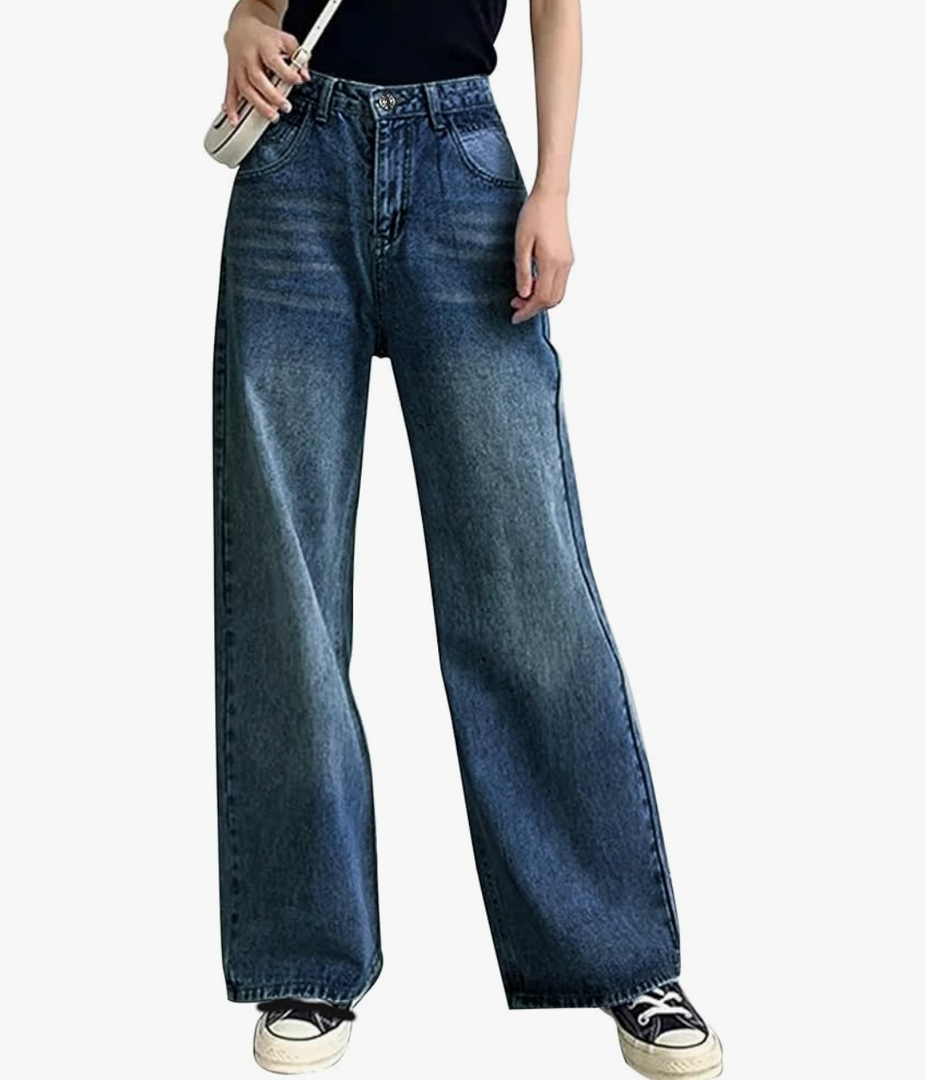 HDLTE Baggy Wide Leg Jeans for Women High Waisted Trendy Flare Jeans Boyfriend Denim Pants with Patch Pockets Blue S HDLTE Baggy Wide Leg Jeans for Women High Waisted Trendy Flare Jeans Boyfriend Denim Pants with Patch Pockets Blue S