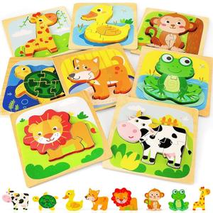 TOY Life Wooden Puzzles for Toddlers 2-4, Montessori Toys for 1 2 3 Year Old Toddler Boys Girls, Animals Jigsaw Puzzles, Educational Learning Toy Kids Puzzle, Best Gifts Toys for Baby Ages 1-3 2-4
