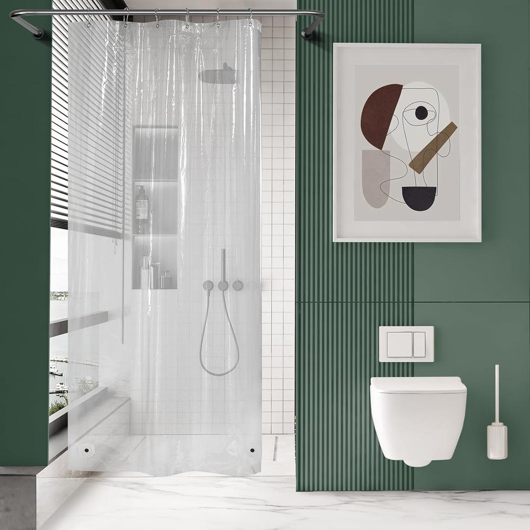 AmazerBath Small Shower Curtain Liner, 36x72 Stall Plastic Clear Shower Curtain Liner, PEVA Cute Narrow Shower Liner, Stand Up Shower Curtain Liners with 2 Magnets and 6 Rustproof Grommet Holes (36"W x 72"L (Pack of 1), Clear)