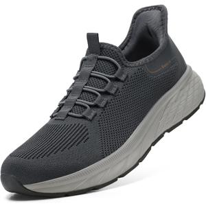 STQ Walking Shoes for Men Orthopedic Slip on Sneakers Non Slip Tennis Shoes Dark Grey, Size 10