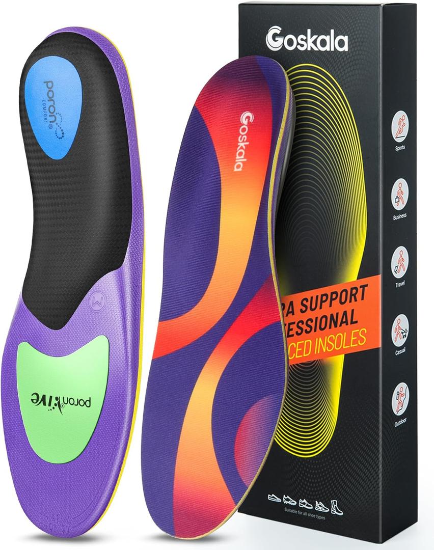 Professional Medium Arch Support Shoe Inserts, Over 230+ lbs Plantar Fasciitis Insoles for Women and Men, Flat Feet Orthotics Insert Athletic Shoe Insole, XL
