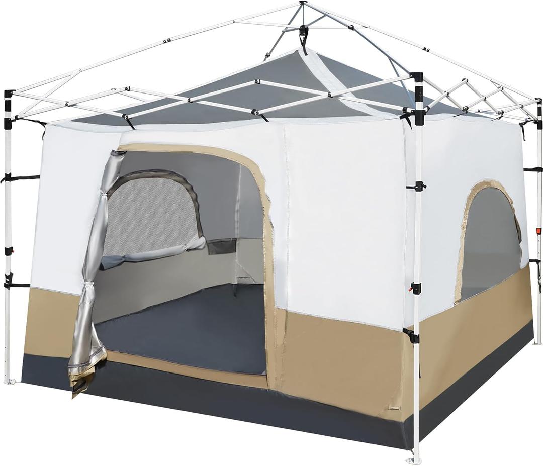 REDCAMP Canopy Camping Tent for Pop Up Canopy Tent, Inner Tent Converts Straight Leg 10'x10' or 10'x20' Canopy into Camping Tent, Fits 4-6 Person(Frame/Shelter NOT Included) (Khaki)